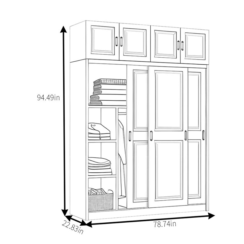 Garde-robe simple et pratique, H 94,49 po x l 78,74 po x P 22,83 po