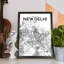 « new delhi city map », impression d’art graphique en gris-31735588