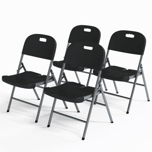 Foldable Folding Chairs Plastic Outdoor/Indoor With Steel Frame, 500lbs Capacity, White, black and blue available