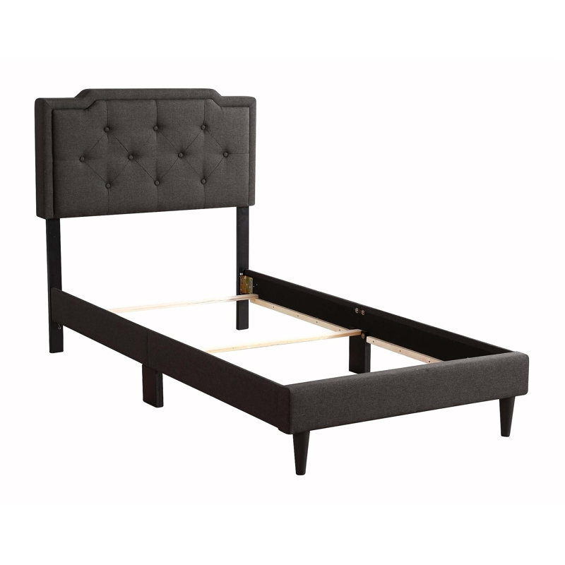 Lit de charme avec tête de lit élégante pour les chambres de rêve, Lit simple, Noir