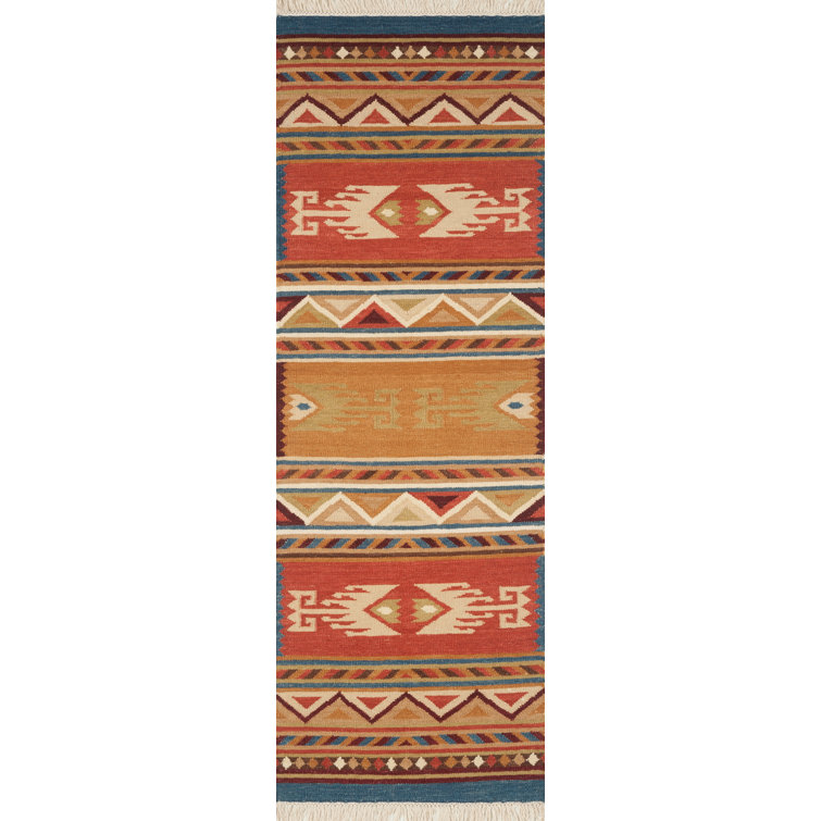 Clemente Southwestern Handwoven Flatweave Reversible Wool Kilim Rug