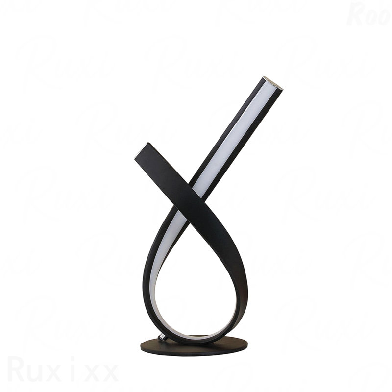 17" Abstract Upright Ribbon Bow LED Black Metal Table Lamp