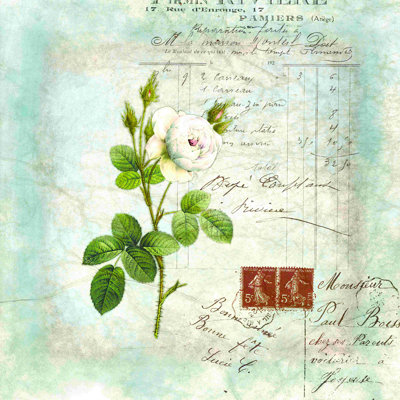 «Vintage Botanical Postale 4», impression sur toile tendue