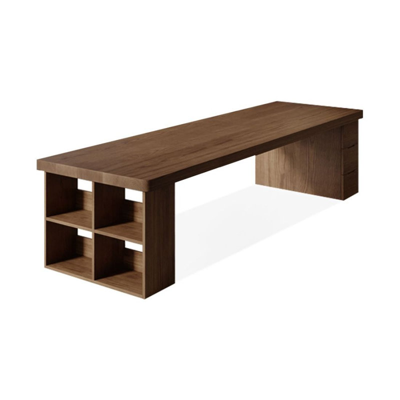 Bureau de direction rectangulaire en bois massif avec tiroirs Walnut, H 29,53 po x l 94,49 po x P 35,43 po, Retour à droite