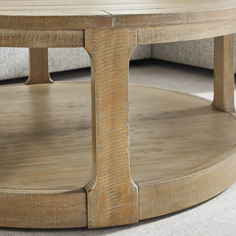 Ensemble de 3 tables basses rondes traditionnelles en bois, Chêne