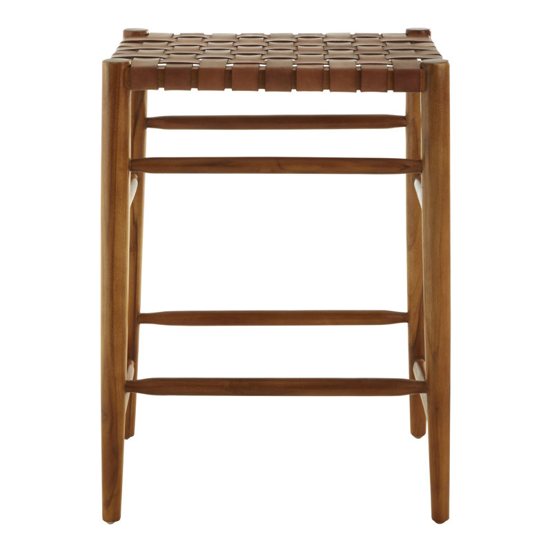 Jacqueline Counter Stool with Solid Wood Frame, Brown