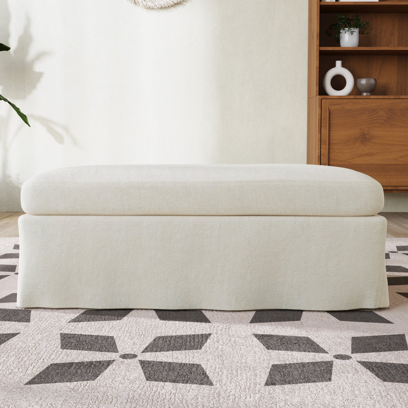 Banc repose-pieds rectangulaire l 43,7 po, Beige