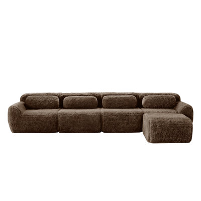148.8" L-Shaped 4-Seater Sofa with Ottoman