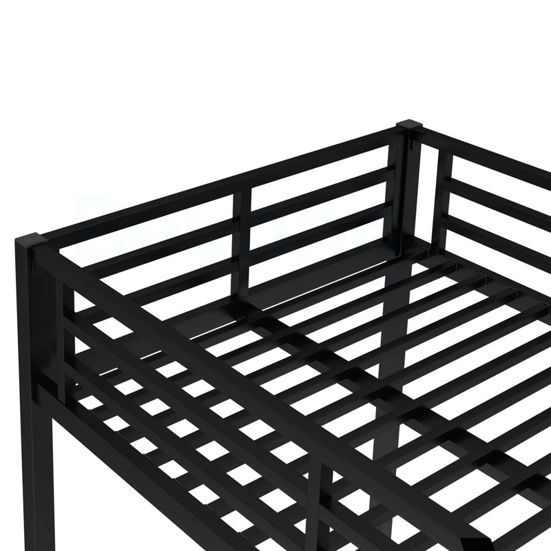 Lit superposé simple au-dessus de simple TG en métal pour adolescents et adultes, peu encombrant / réduit le bruit / pas de sommier, noir