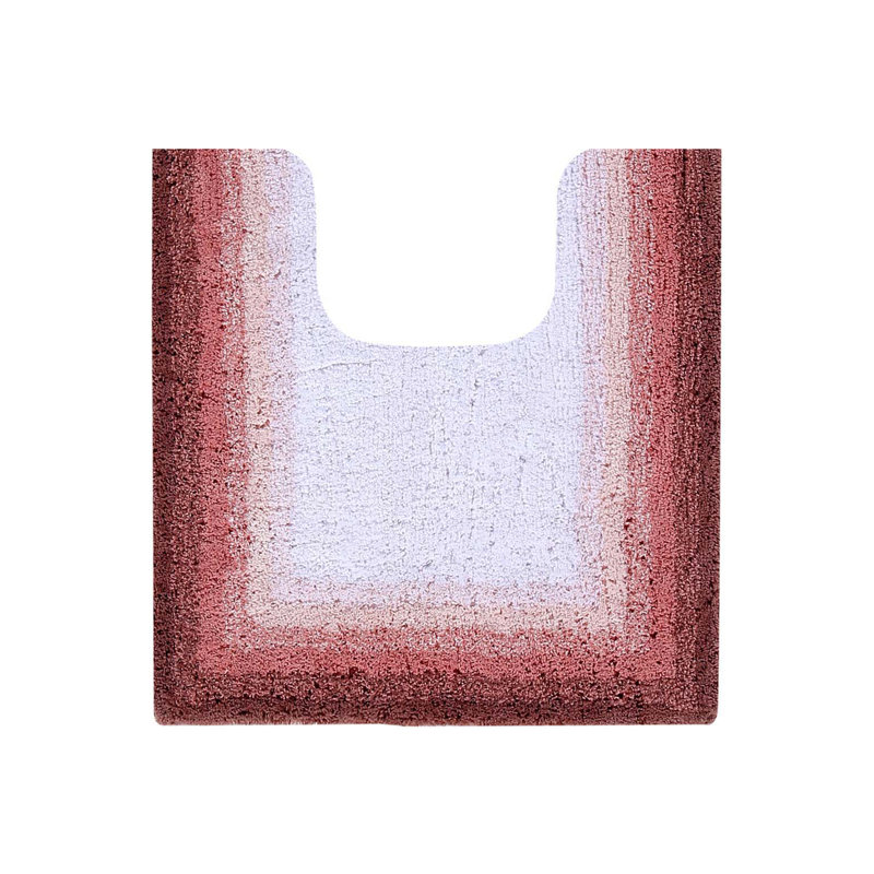 Tapis pour salle de bain 100% coton touffeté en U avec envers antidérapant, lavable à la machine, tapis de toilette ultra doux et absorbant pour salle de bain, s'adapte autour de la base de toilette, 20 po x 20 po, rose