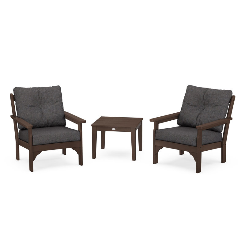 Vineyard 3-Piece Deep Seating Set, Ash Charcoal, Mahogany