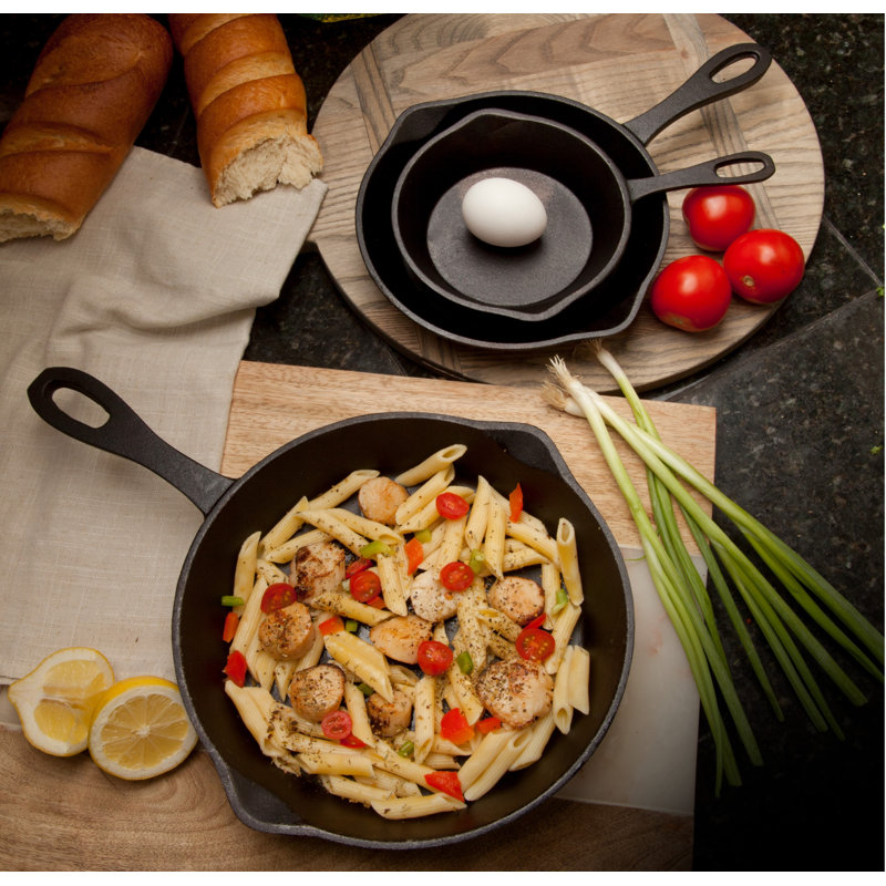 Bayou Classic Pre-Seasoned Cast Iron Skillet Set - 6, 8, & 10 Inch