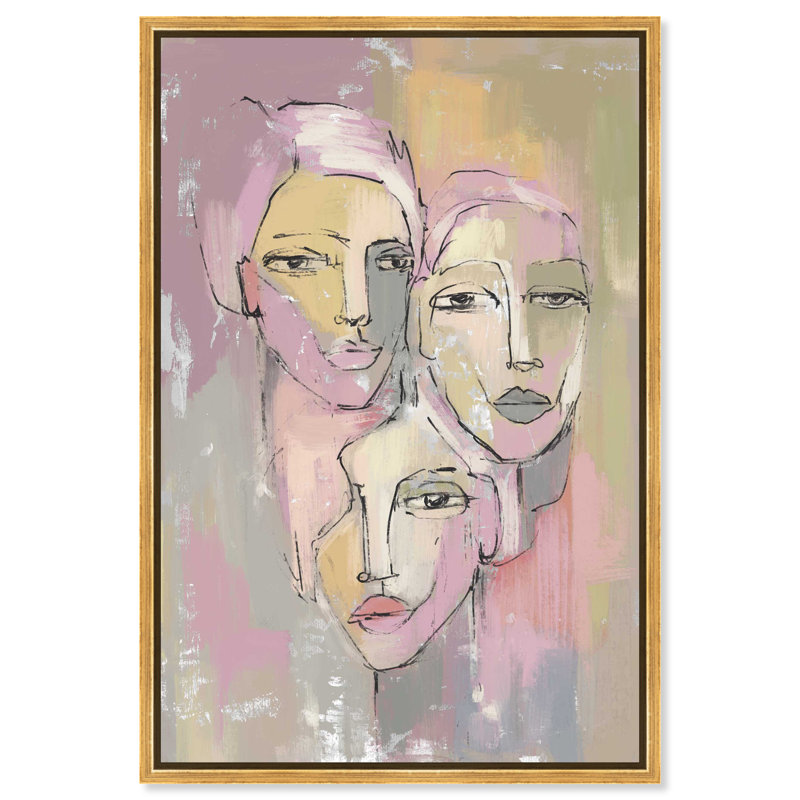 Three Beauties Canvas Abstract Print by Oliver Gal, Black Frame, 10 x 15, 16"H x 11"W, Gold Frame