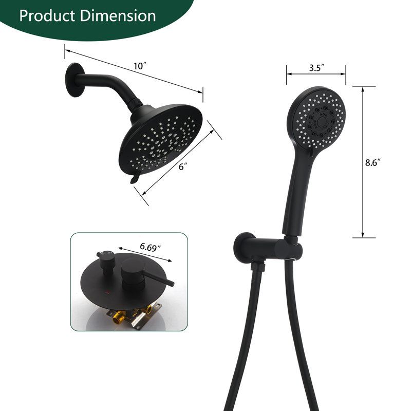 Wall Mounted 5 Spray Dual Shower Head And Handheld Shower