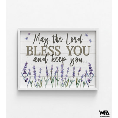 Bless You by Susie Boyer, Numbers 6:24-26 Poster Print, Lavender Rustic Christian Sign Print, Purple Flower Farmhouse Style Decor