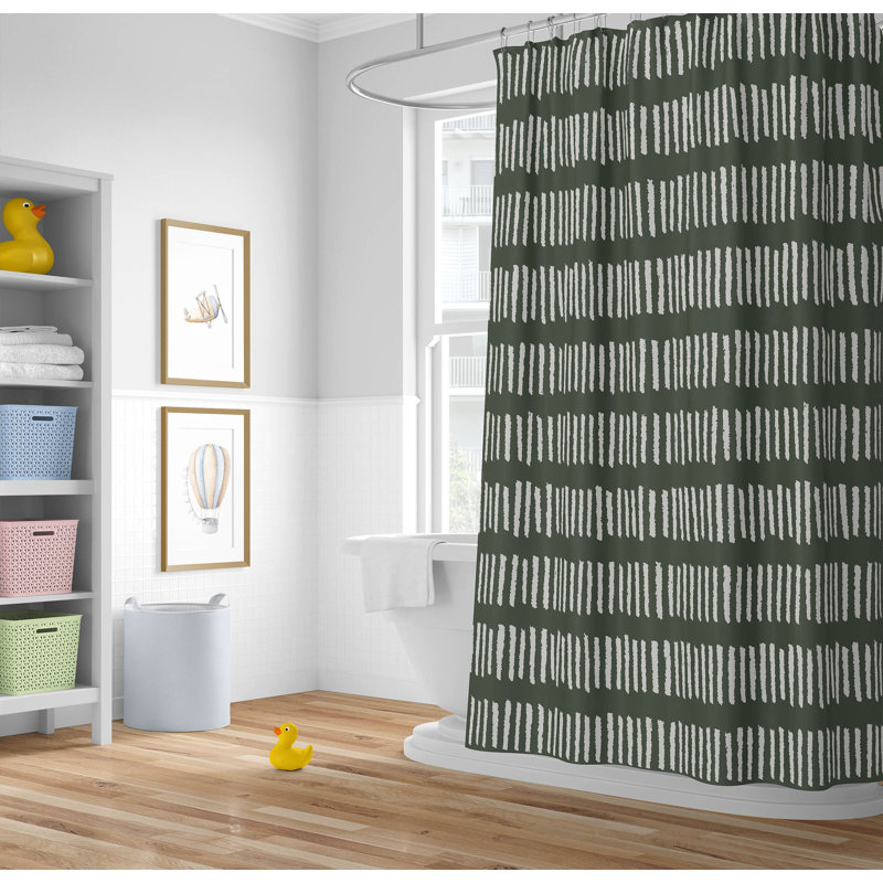 Fencing Rows Ultra-Thin Lightweight Shower Curtain, Green/Chimichurri