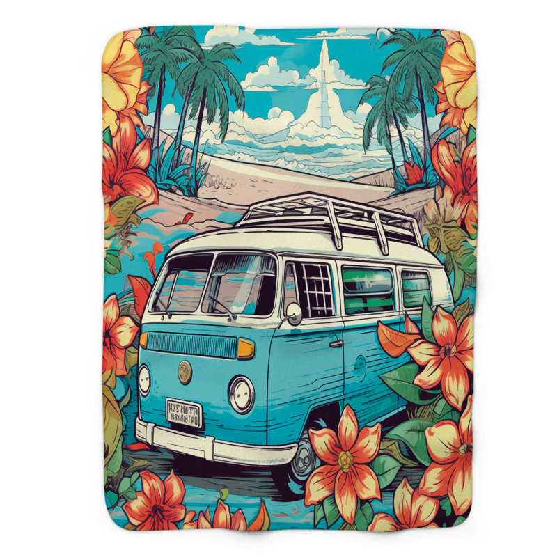 Assortiment tropical - couverture sherpa de qualité supérieure 1 pièce, L 60 po x L 80 po