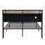 Structure de lit plateforme en métal avec tête de lit et fonction de rangement en tissu d'ameublement, doublure et pied de lit USB, aucun sommier nécessaire, rangement, assemblage facile