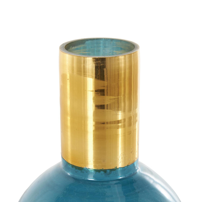 Jaelys Glass Tinted Decorative Vase with Shiny Round Opening Set, 8.45" H x 5.1" W x 5.1" D, Blue