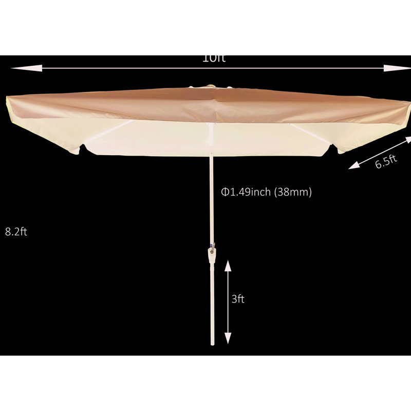 Parasol d'extérieur de 10 pi x 6,5 pi pour cour arrière - tissu imperméable, abat-jour de patio ventilé et imperméable, couleur grise