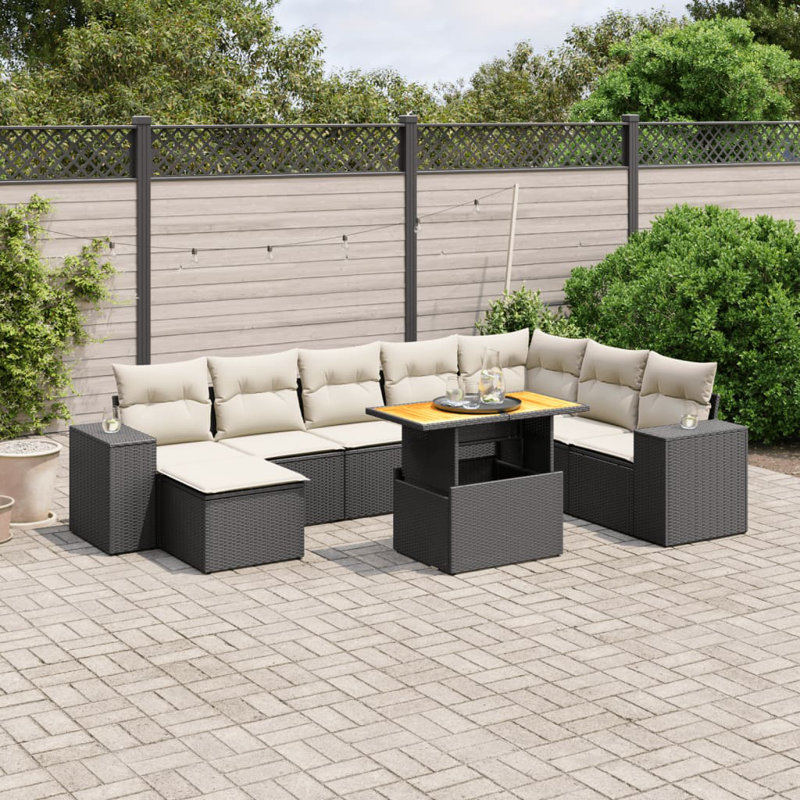 Ensemble de canapé de jardin Vidaxl noir, blanc crème
