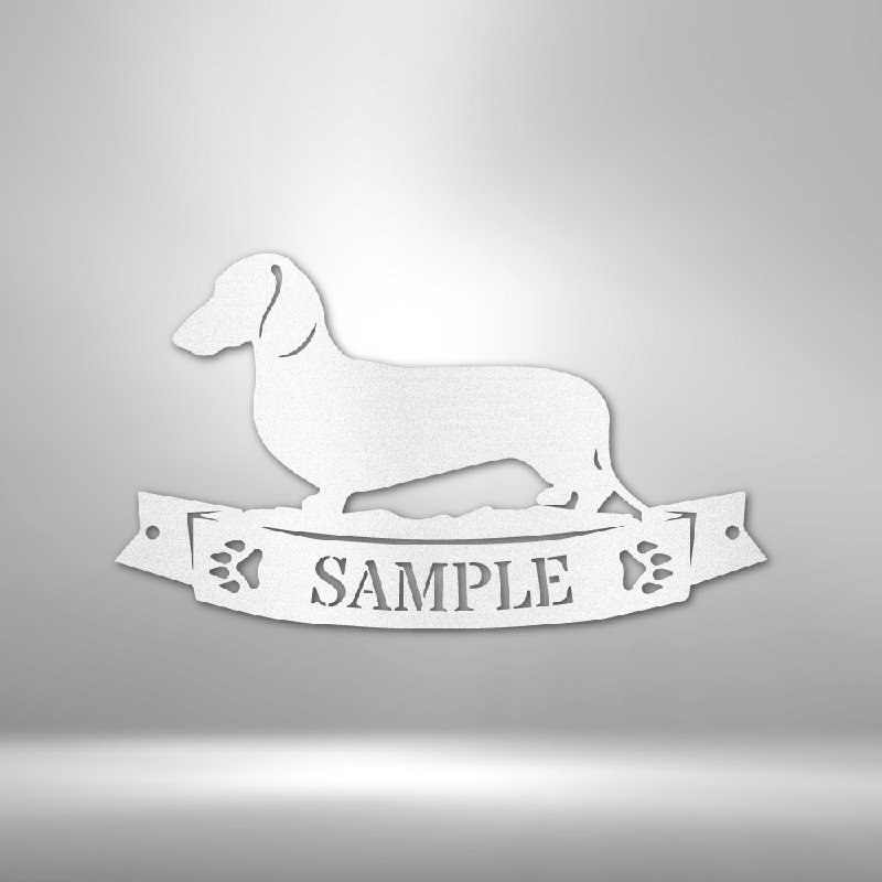 Bannière personnalisée teckel avec monogramme, Blanc, H 23 po x l 23,5 po x P 0,5 po, Oui