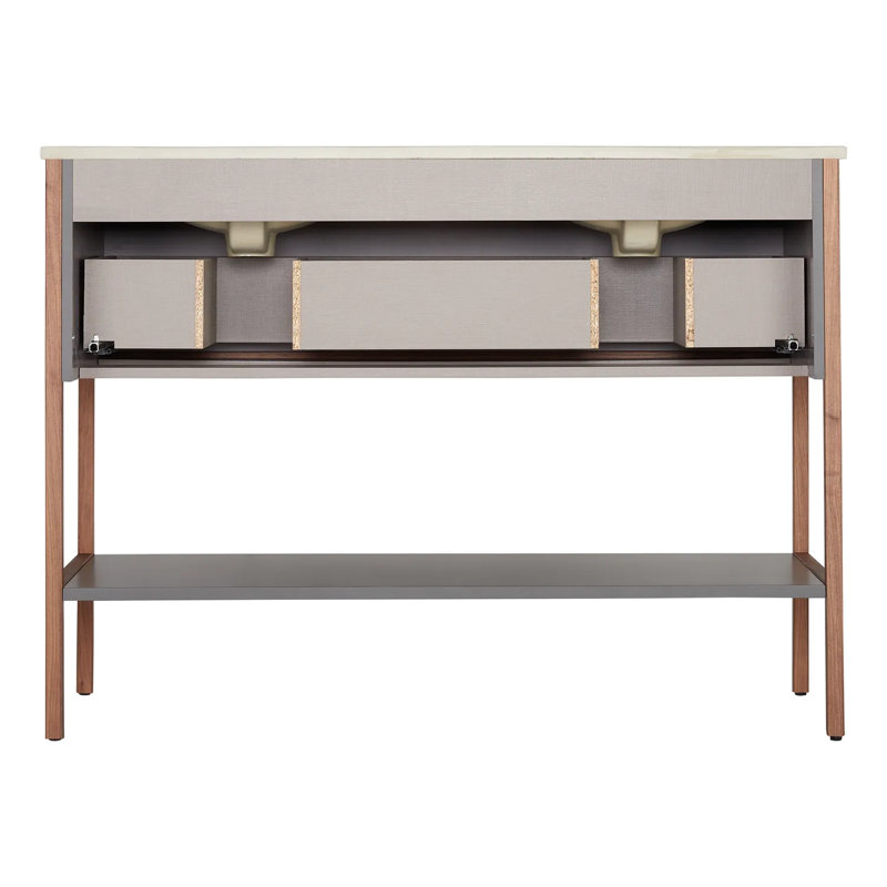48" Bisbee Single Bathroom Vanity Set with Integrated Sink, Muted Gray/Warm Oak