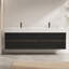 Meuble-lavabo de 72 po (36 po * 2) avec lavabo à surface solide d'ingénierie noir mat et tiroirs noirs Grace, meuble-lavabo mural flottant, lavabo une pièce blanc brillant, KD-302168682-302168687-302168680