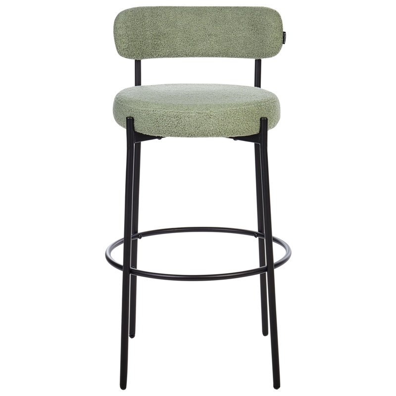 Rodin Upholstered Counter Stool with Metal Frame, Green 