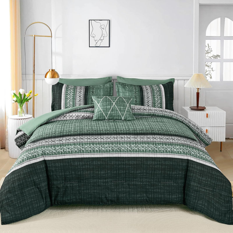 Ensemble de literie 8 pièces Boho, Édredon très grand, Vert