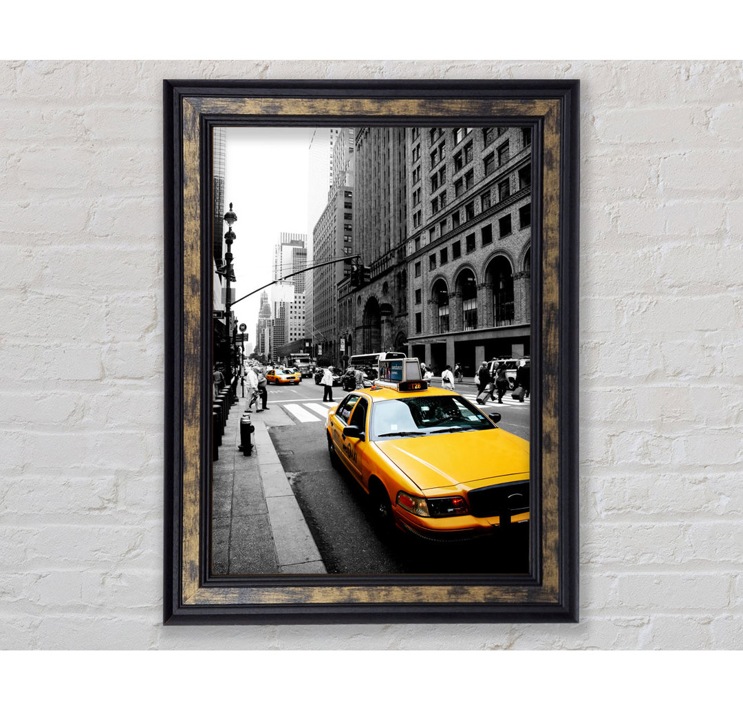 New York City Yellow Taxi Taxi auf B N W - Druck