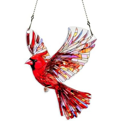 Red Bird Ornaments Colorful Window Hanging Decorations Home Wall Decor For Indoor Outdoor