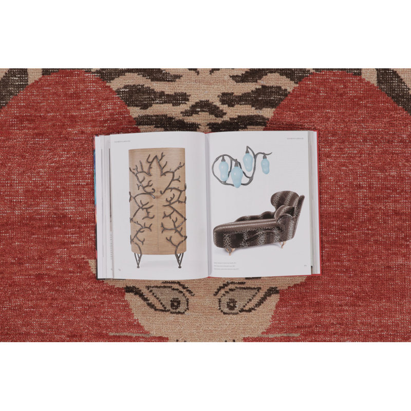 Rug & Kilim’S Distressed Tiger Rug In Red With Beige And Brown Pictorial