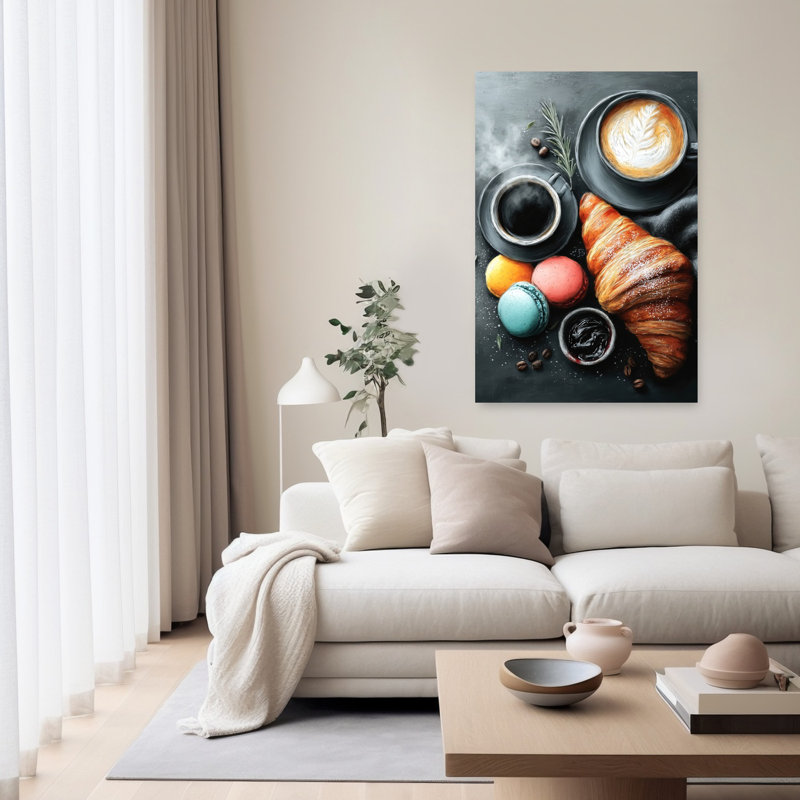 Cozy Coffee Petit déjeuner, art mural élégant, H 60 po x l 40 po