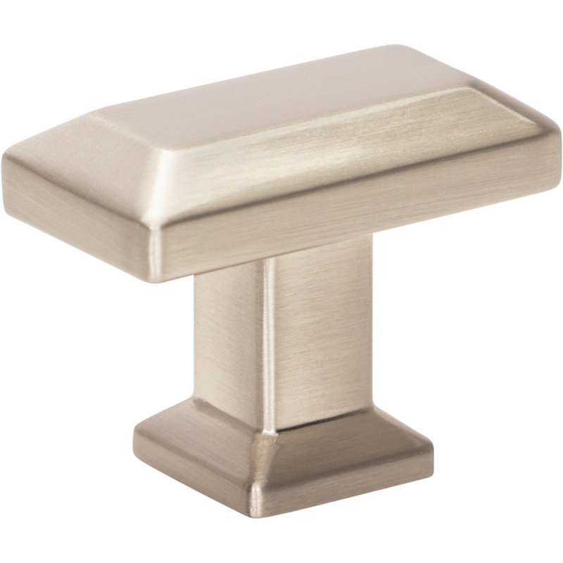Brushed Nickel Rectangular Transitional Cabinet Knob with Mounting Hardware
