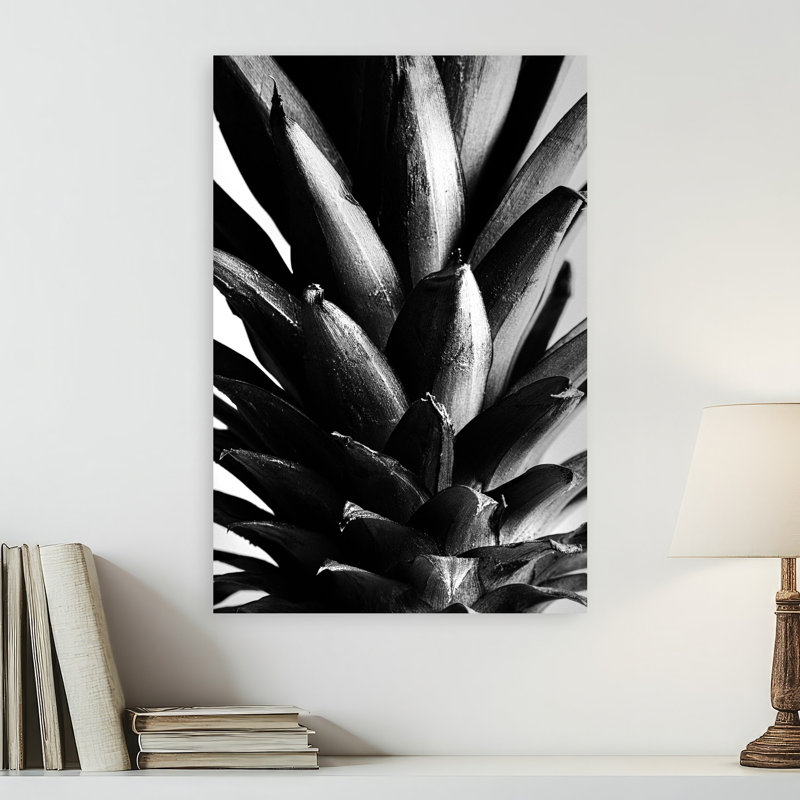 Affiche murale abstraite contemporaine représentant un ananas tropical et des fruits tropicaux., H 24 po x l 16 po