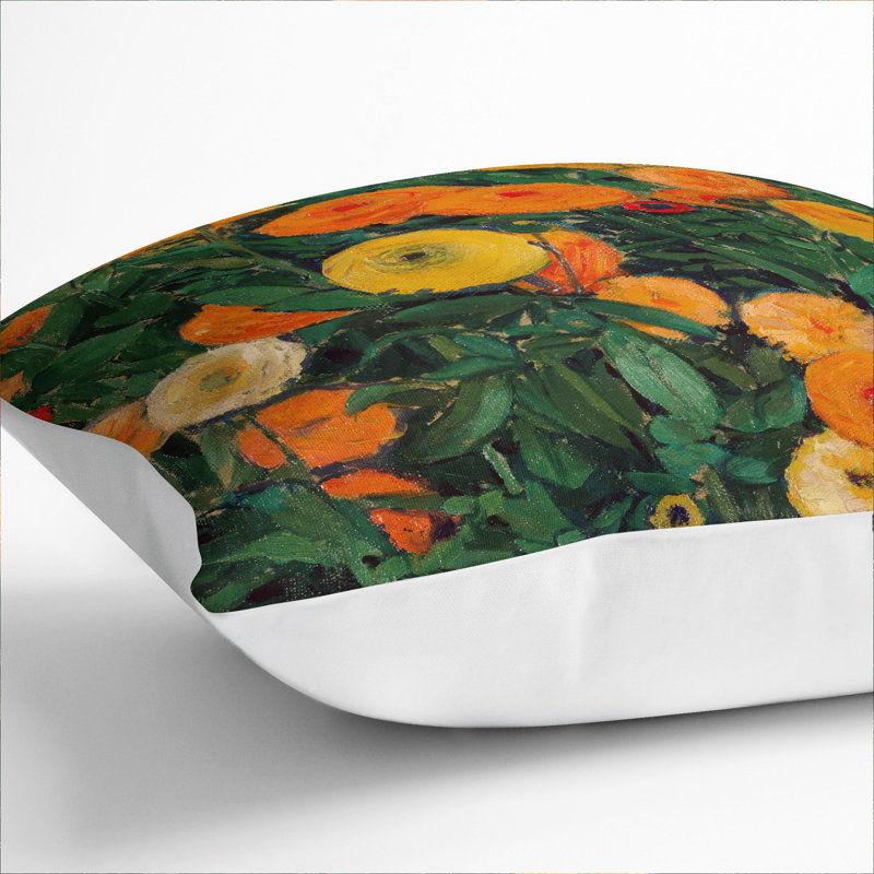 Marigolds Square Throw Cushion, White, 55cm H x 55cm W x 20cm D