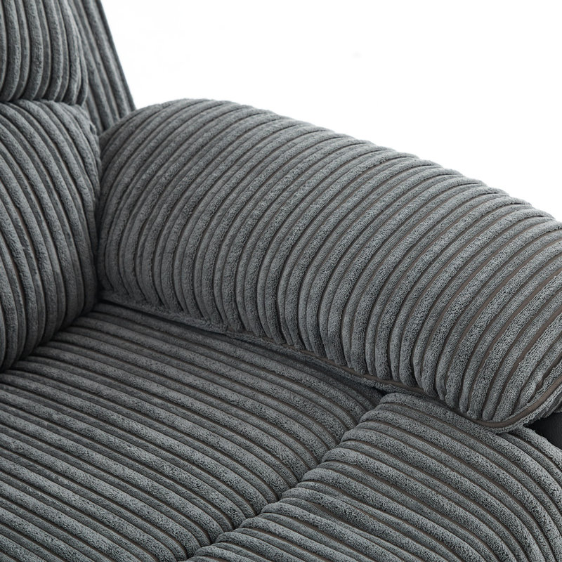Reclining Sofa Sectional Recliner Plush Corduroy Couches Set Sofa, Manual - Push Button