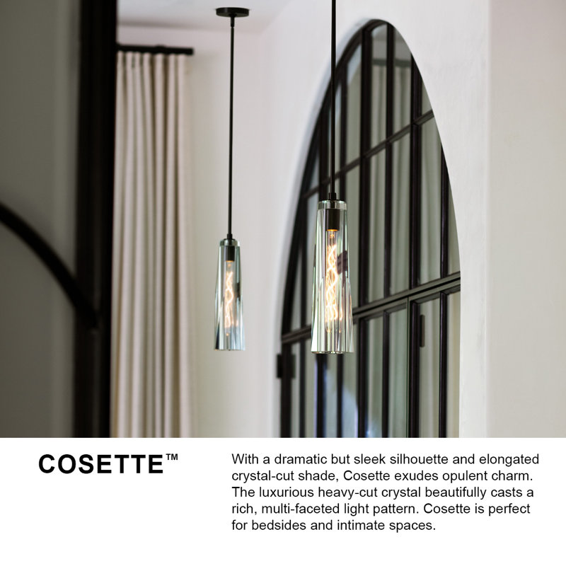 Cosette Sleek Black Oxide LED Pendant with Crystal-Cut Shade