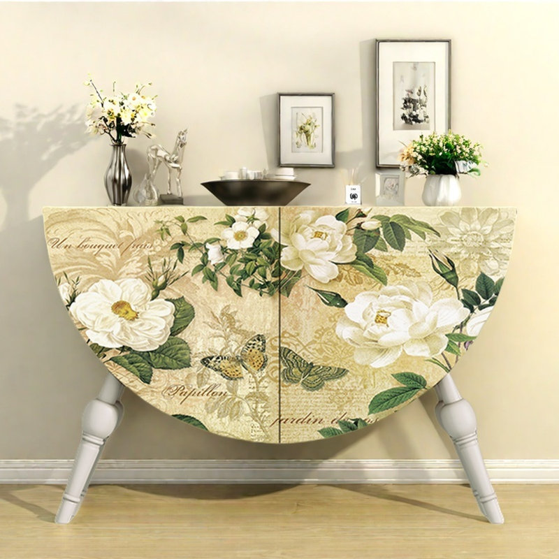 Semicircular Entryway Storage Accent Cabinet, Ivory White