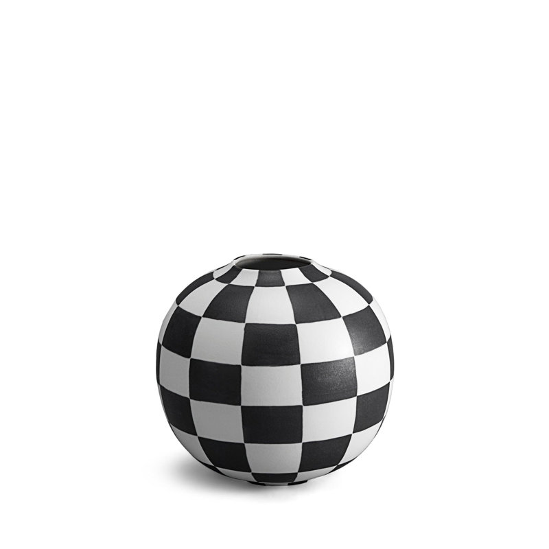 Damier Check Vase, 8" H x 7.5" W x 7.5" D