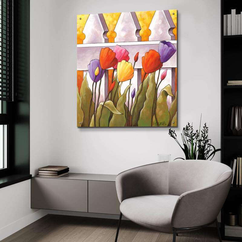 «Flower Fence 1» par Cathy Horvath, H 36 po x l 36 po x P 0,2 po