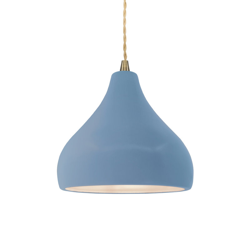 Meydan 1 - Light Single Drop Pendant, 7.25" H x 8" W x 8" D, Sky Blue, Antique Brass