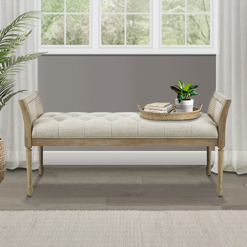 Banc d'appoint avec siège en mousse haute densité de style antique et 29,22 lb