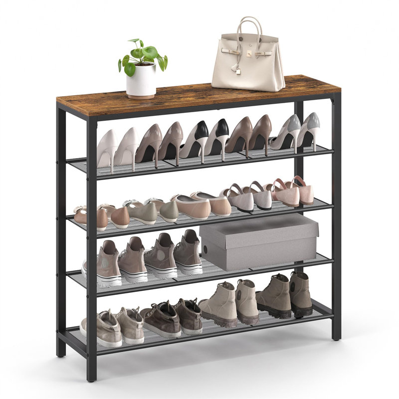 Range-chaussures 25 paires à 5 niveaux, Brun / Noir