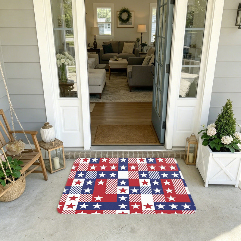 Tapis d'entrée Patriotic Star Stripe Checkerboard