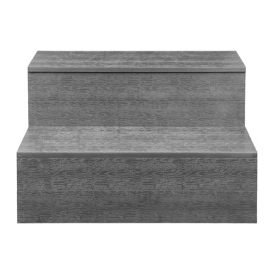 Heavy Duty 2-Step Hot Tub Stairs - 600 Lbs Capacity Outdoor Spa Steps with Quick-Drain Treads, Graphite Gray