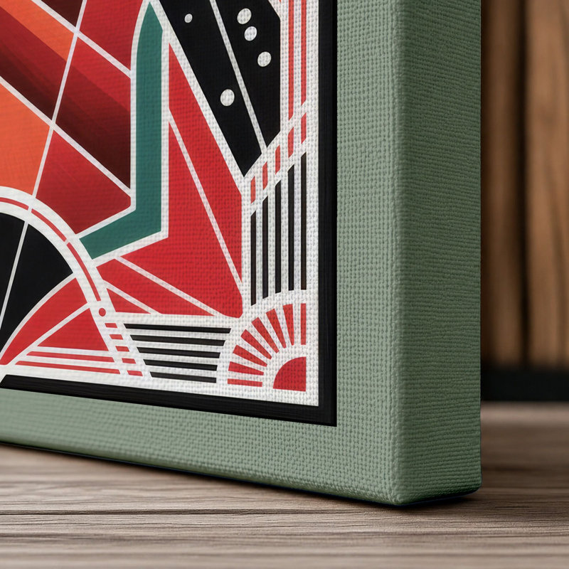 Radiant Star Design Art Deco - Wrapped Canvas, 24x16 - 61.0 x 40.6 cm, Sage Border