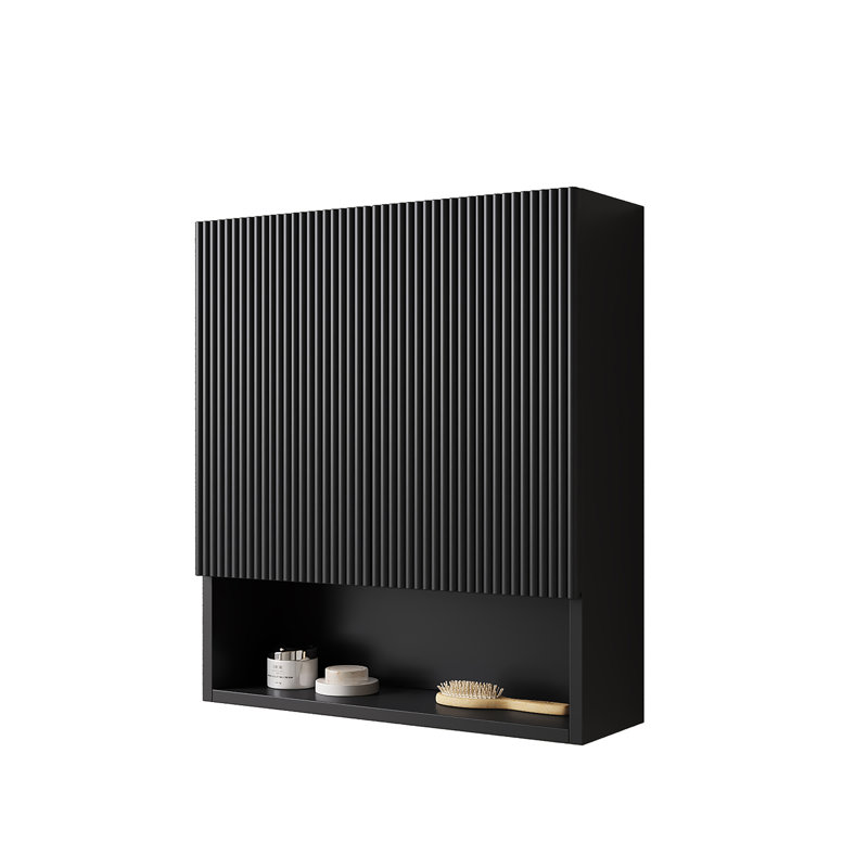 TOBI 26" Wall-Mounted Striped Bathroom Cabinet, Black