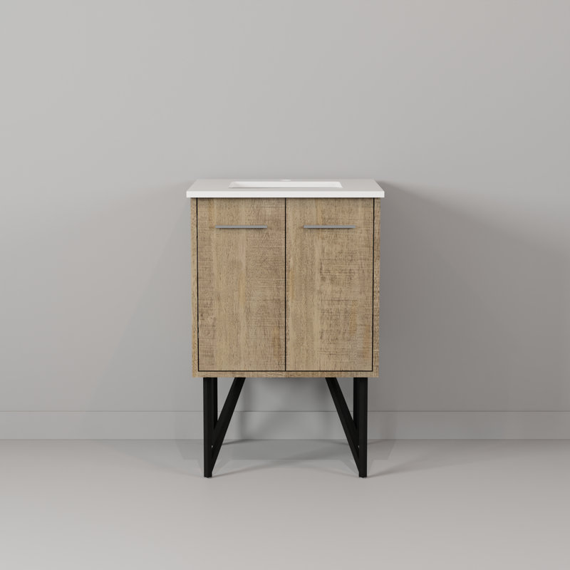 Plateau de meuble-lavabo simple l 24 po x P 20 po Lancy, Marbre de culture blanc